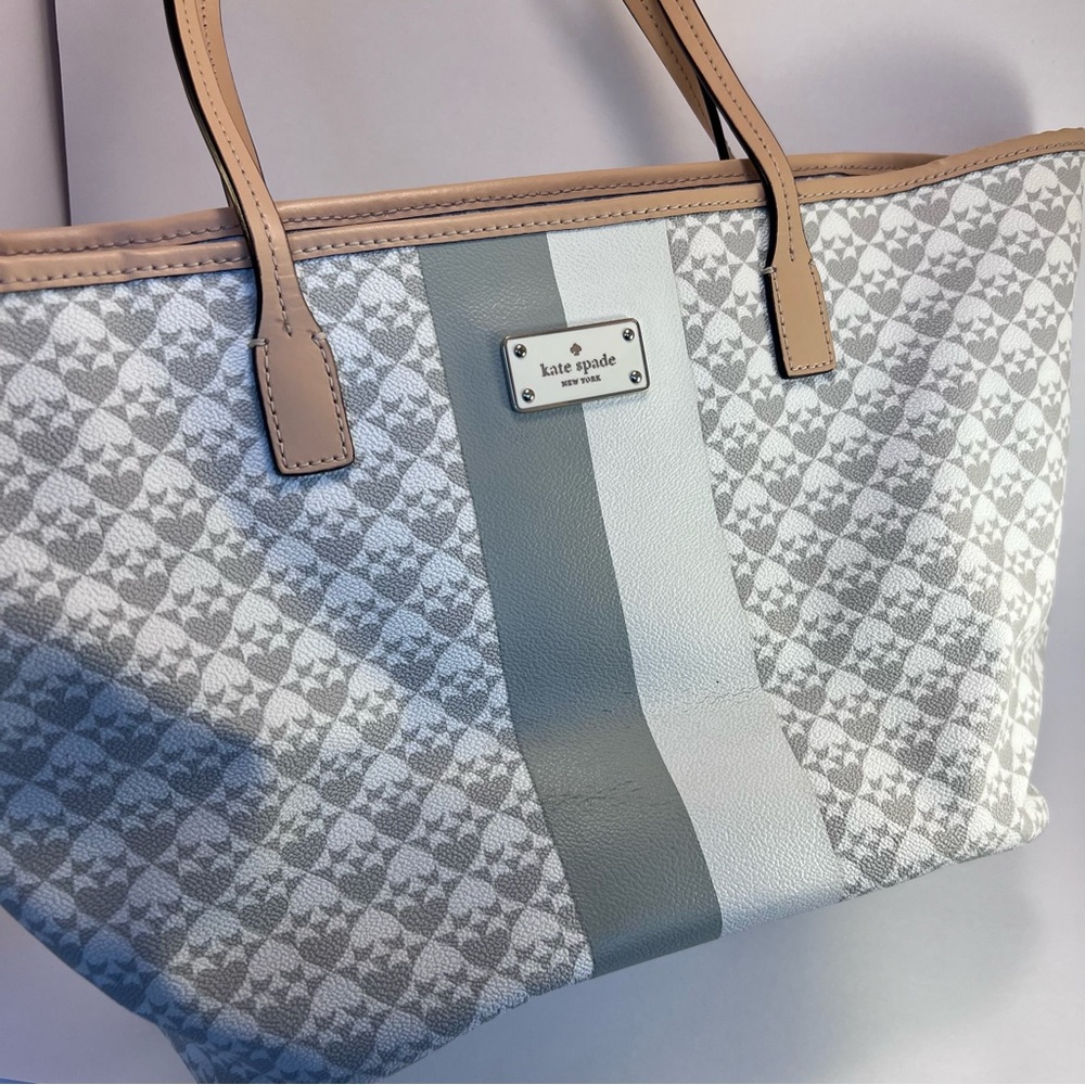 Kate Spade Gray and Cream Tote Bag